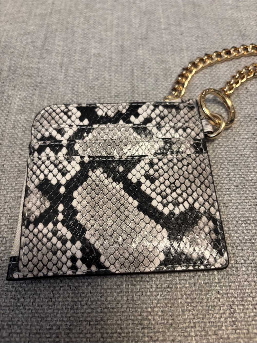 Michael Kors Jet Set Travel Medium Snake Embossed Chain Wallet - Picture 3 of 5